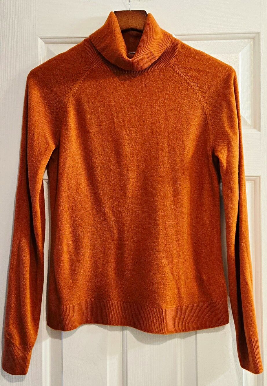 Karen Scott Orange Turtleneck Sweater Medium Knit Fall Cabincore Academica Cozy